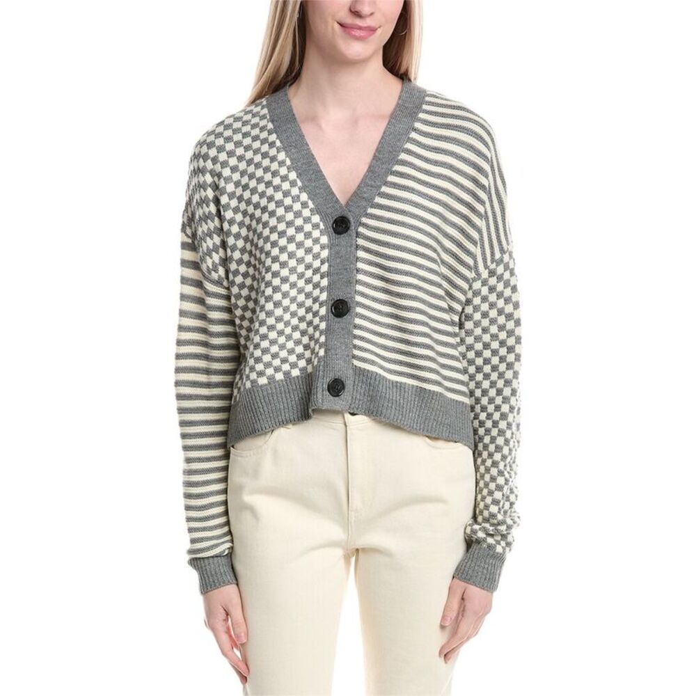 Labiz Womens  Wool-Blend Cardigan, Grey